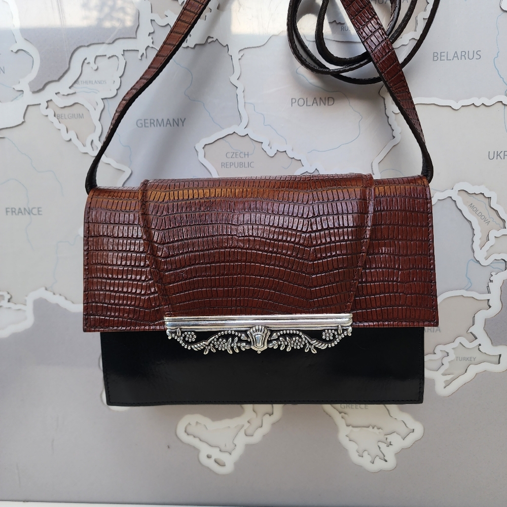 Brighton Vintage Crossbody Bag plus Wallet Snakeskin Leather - Picture 2 of 16